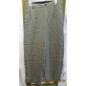 A New Day size 8 wide leg dark green pants fall button zipper elastic back comfy